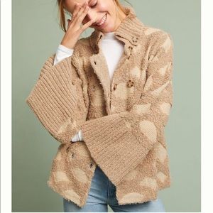 Anthropologie Rosie Neira Intarsia Lattice Double Breasted Cardigan Sweater S